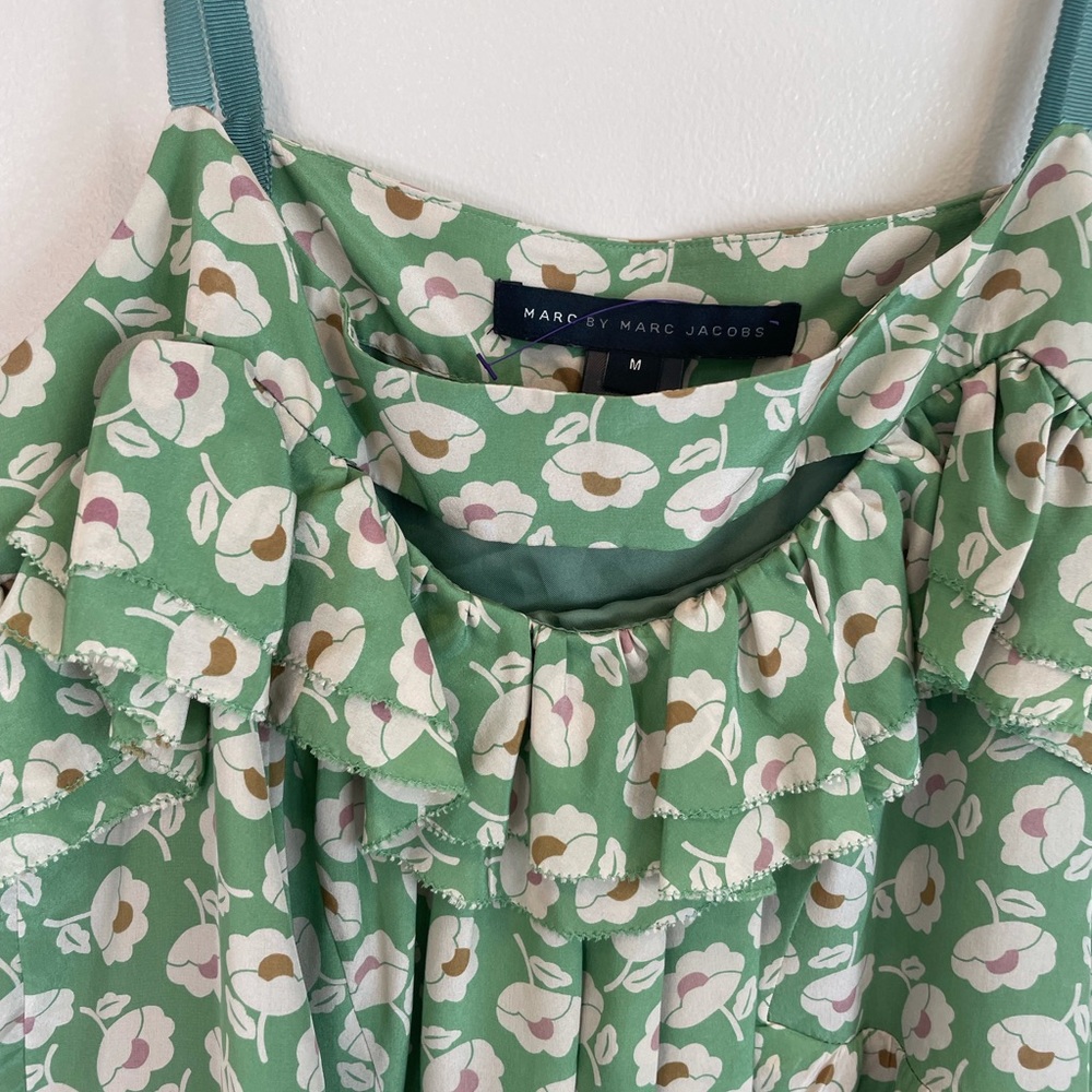 Marc by Marc Jacobs tank top women’s medium m silk floral green - Picture 3 of 6